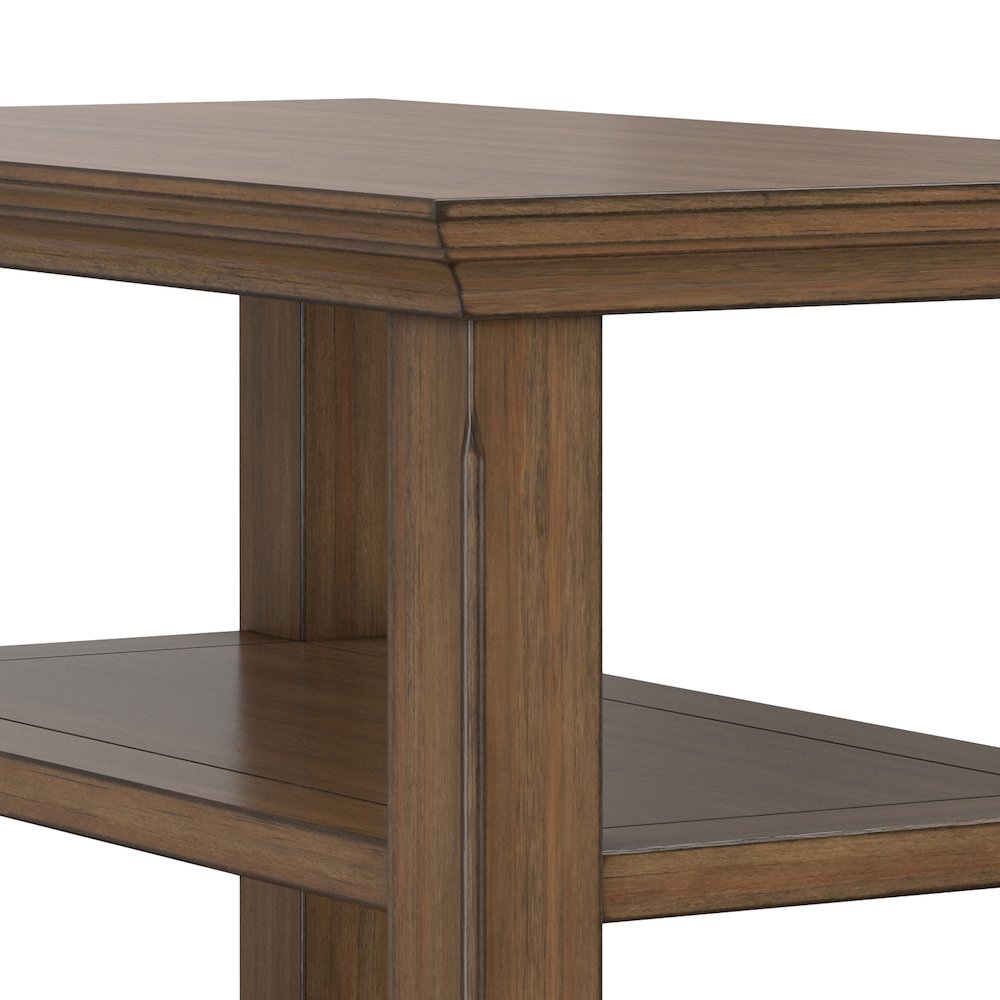 14 Wide Solid Wood Transitional Narrow Side Table in Rustic Natural Aged Brown. Picture 5