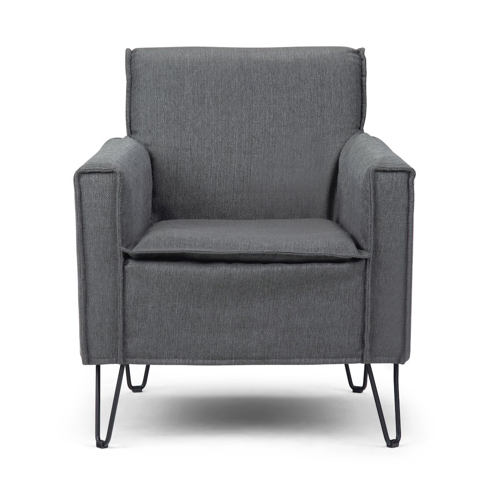 Warren Accent Chair with Hairpin Legs in Slate Grey Woven Fabric. Picture 2