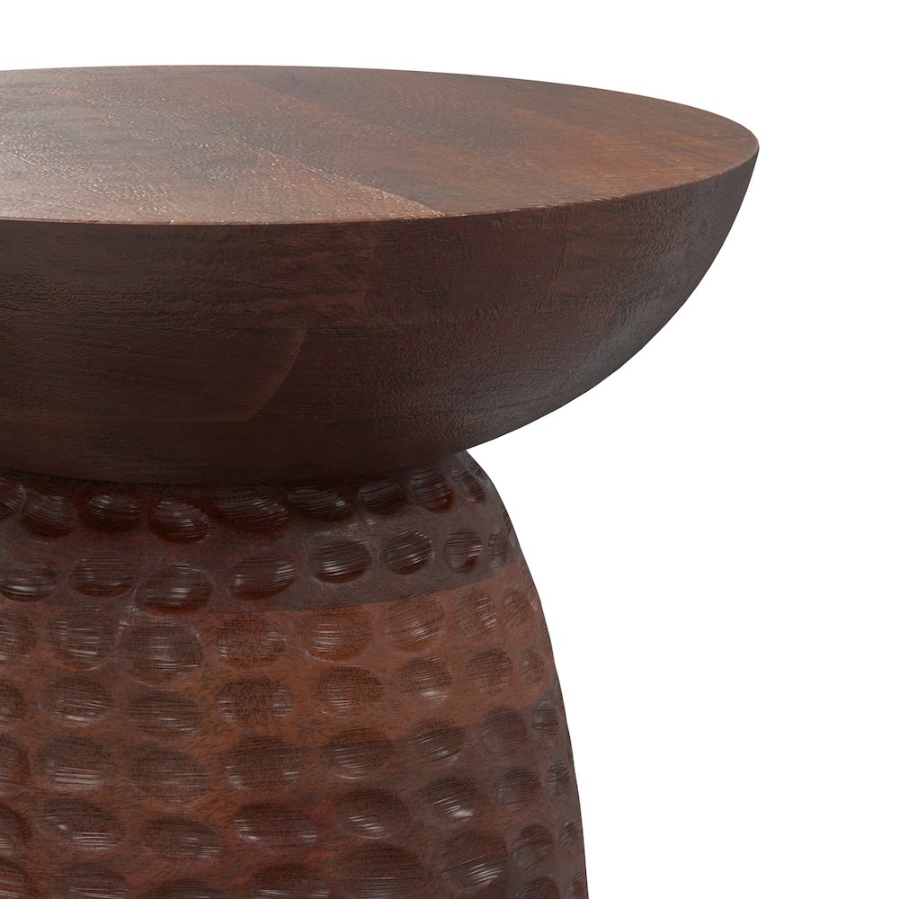 Boyd 16 inch Wide Solid Mango Contemporary Tall Accent Table in Warm Dark Brown. Picture 7