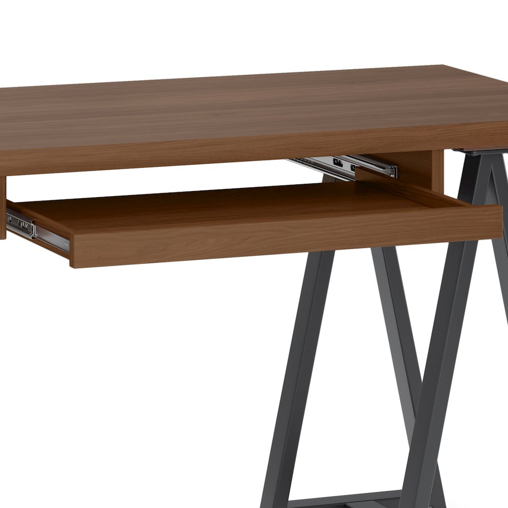 Sawhorse Solid Walnut Veneer and Metal Small Desk. Picture 6