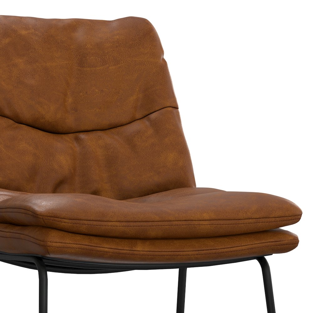 Modern Counter Height Stool (Set Of 2) In Camel Brown Vegan Faux Leather. Picture 3