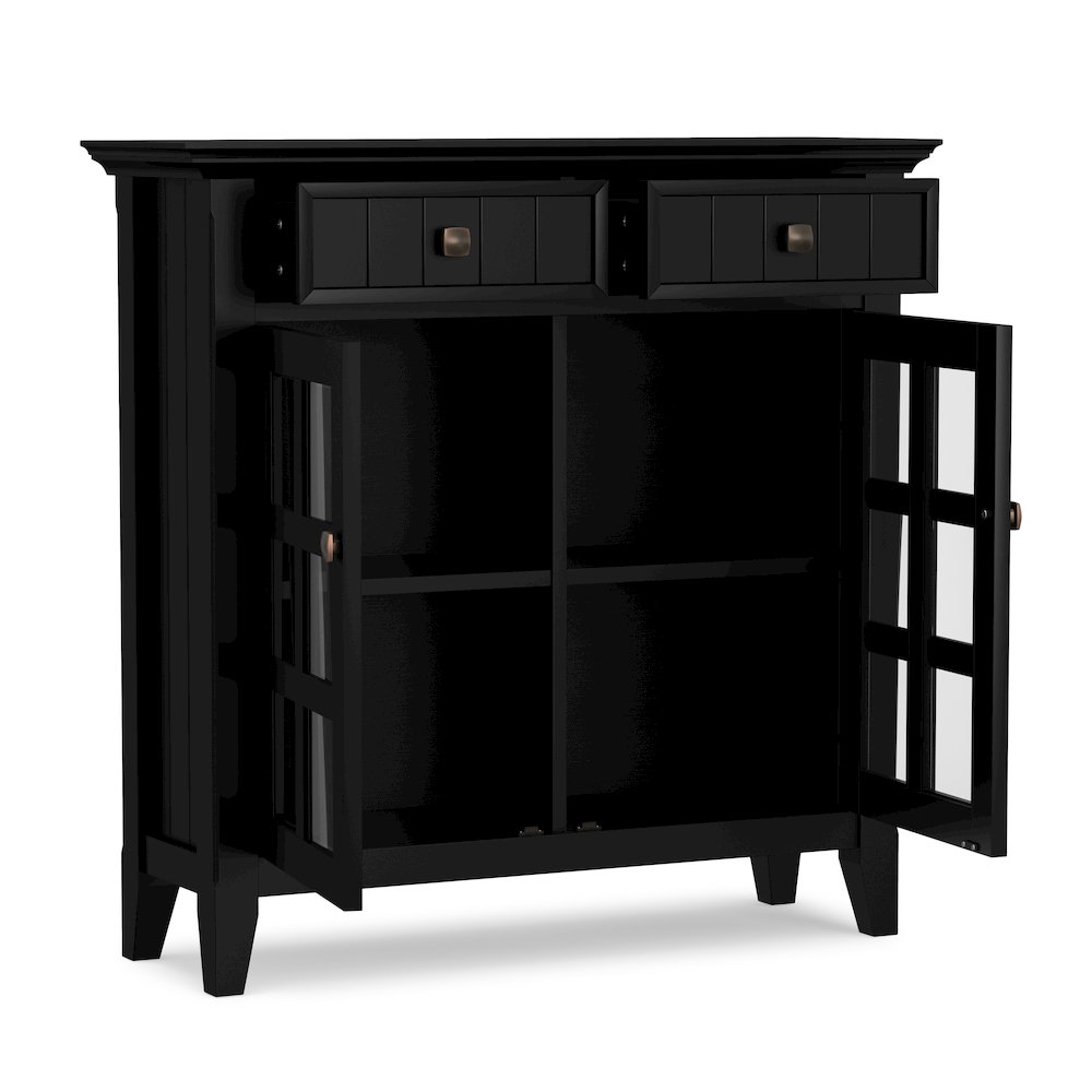 Solid Wood 48 inch Wide Storage Bench and 36 inch Wide Storage Cabinet in Black. Picture 4