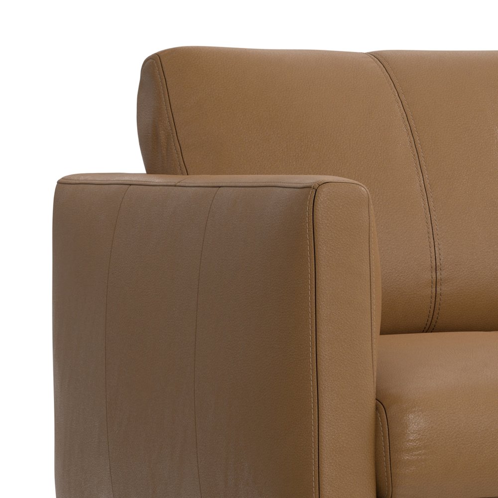 Modern, Mid - Century 60 inch Wide Sofa in Butternut Brown Genuine Leather. Picture 2