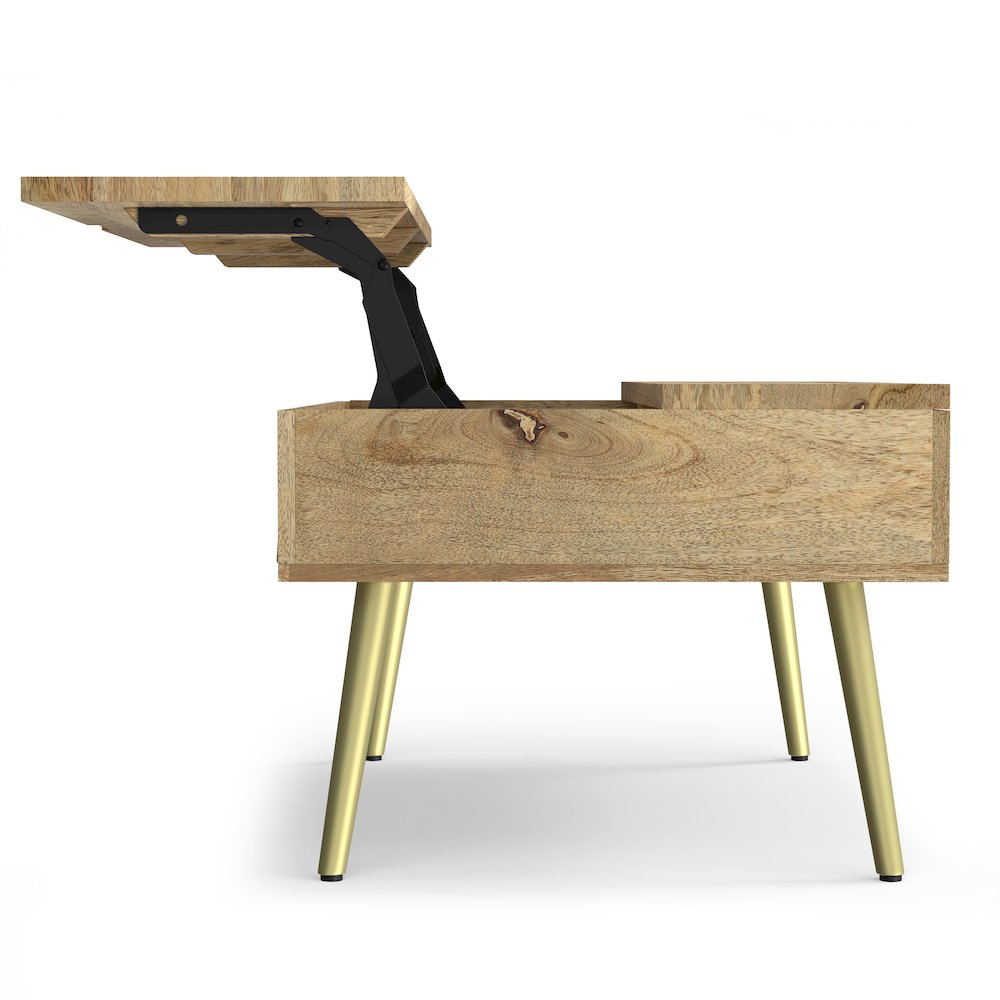 Jager Solid Mango Wood Lift Top Coffee Table In Natural. Picture 3