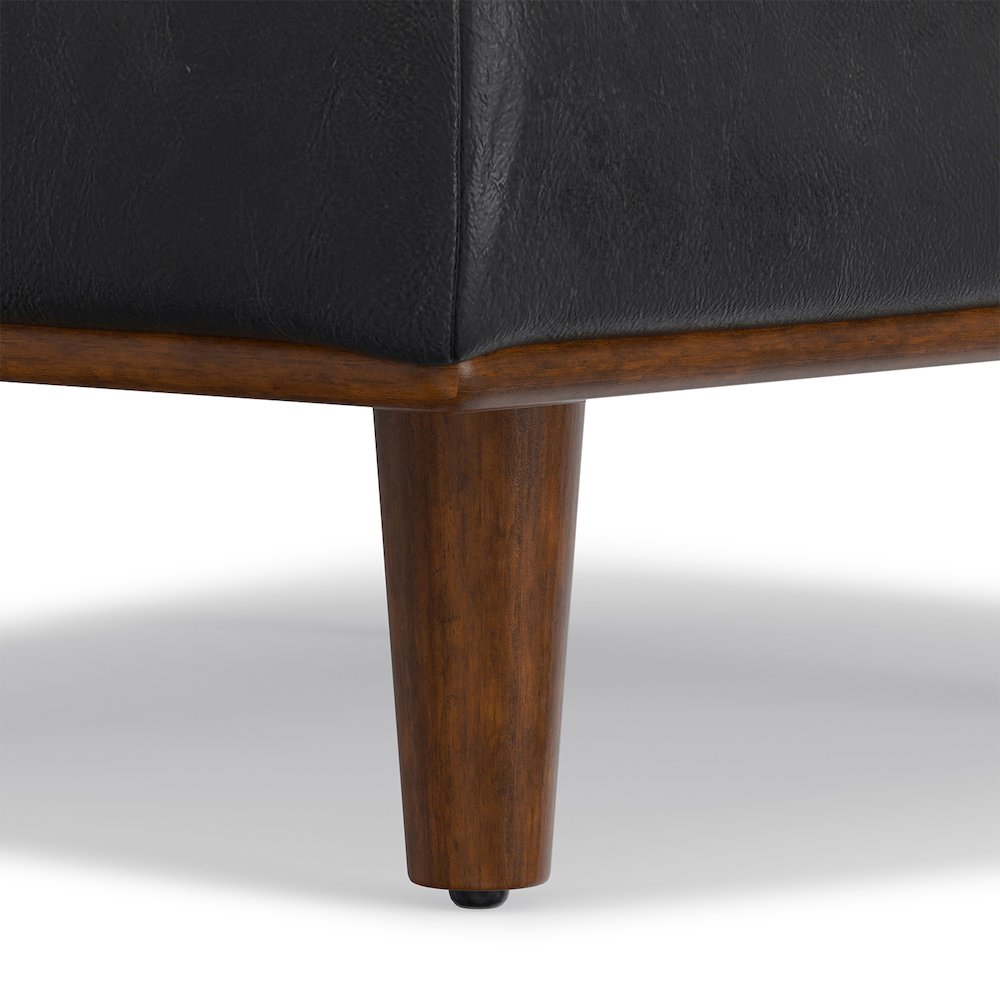 33 Inch Wide Mid-Century Modern Table Ottoman In Lead Black Genuine Leather. Picture 4