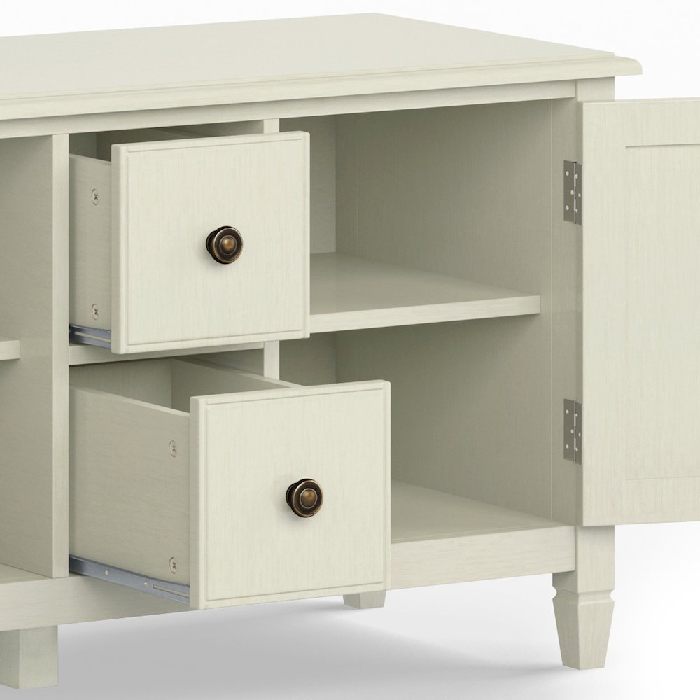 72 Inch Wide Tv Stand In Antique White For Tvs Up To 80 Inches. Picture 4