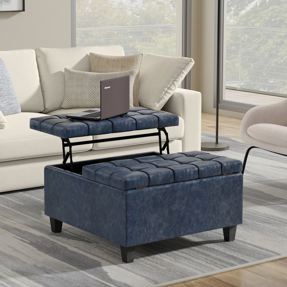 30 inch Wide Square Small Coffee Table Storage Ottoman. Picture 7