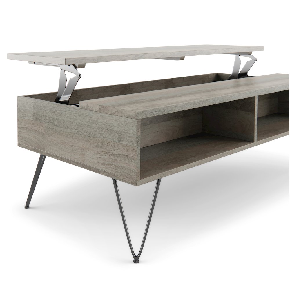 Hunter SOLID MANGO WOOD Lift Top Coffee Table in Grey. Picture 8
