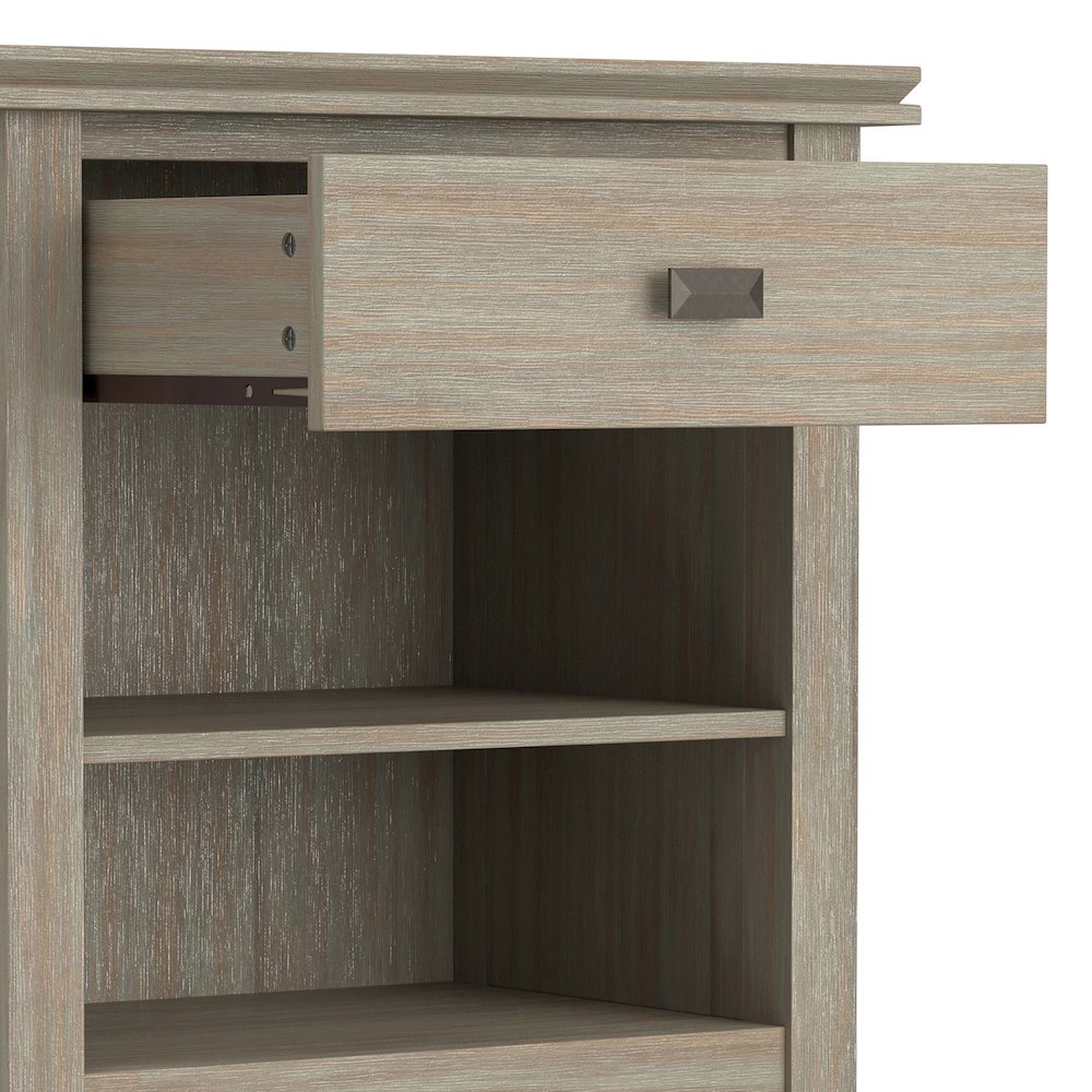 Artisan 24 inch Wide Solid Wood Transitional Bedside Table in Distressed Grey. Picture 4