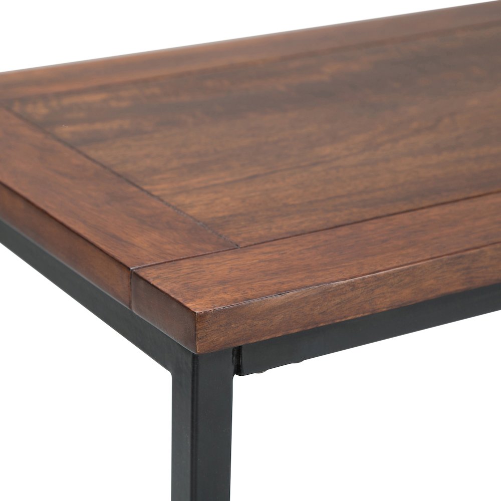 Skyler Solid Mango Wood Console Sofa Table In Dark Cognac Brown. Picture 4