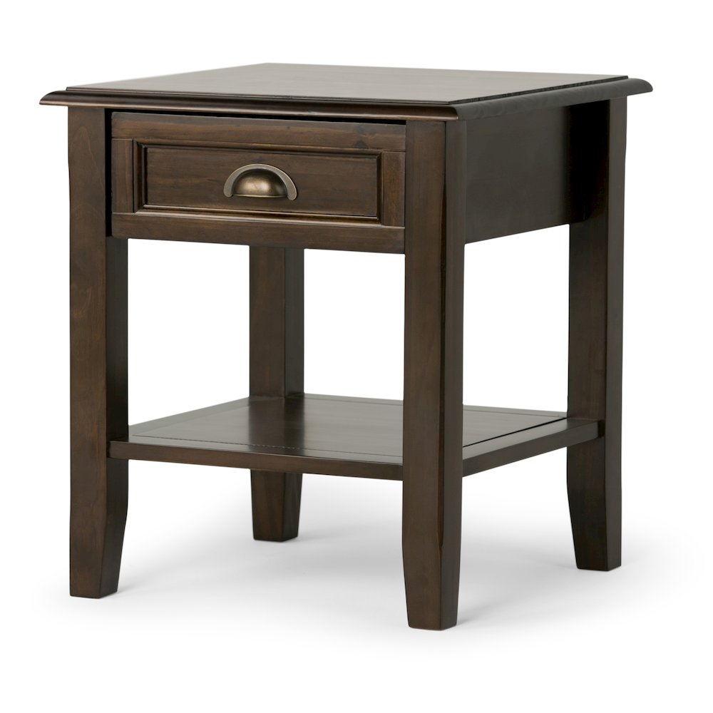 Burlington Solid Wood End Table In Mahogany Brown. Picture 1