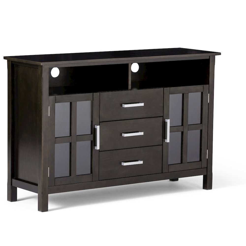 Solid Wood Contemporary Tv Media Stand In Hickory Brown For Tvs Up To 60 Inches. Picture 1