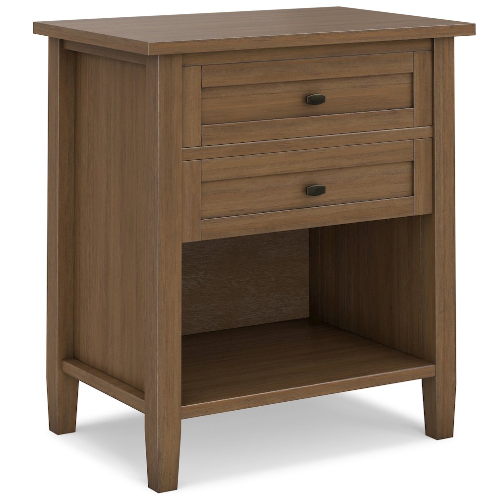 Solid Wood 24 inch Wide Transitional Nightstand in Rustic Natural Aged Brown. Picture 1