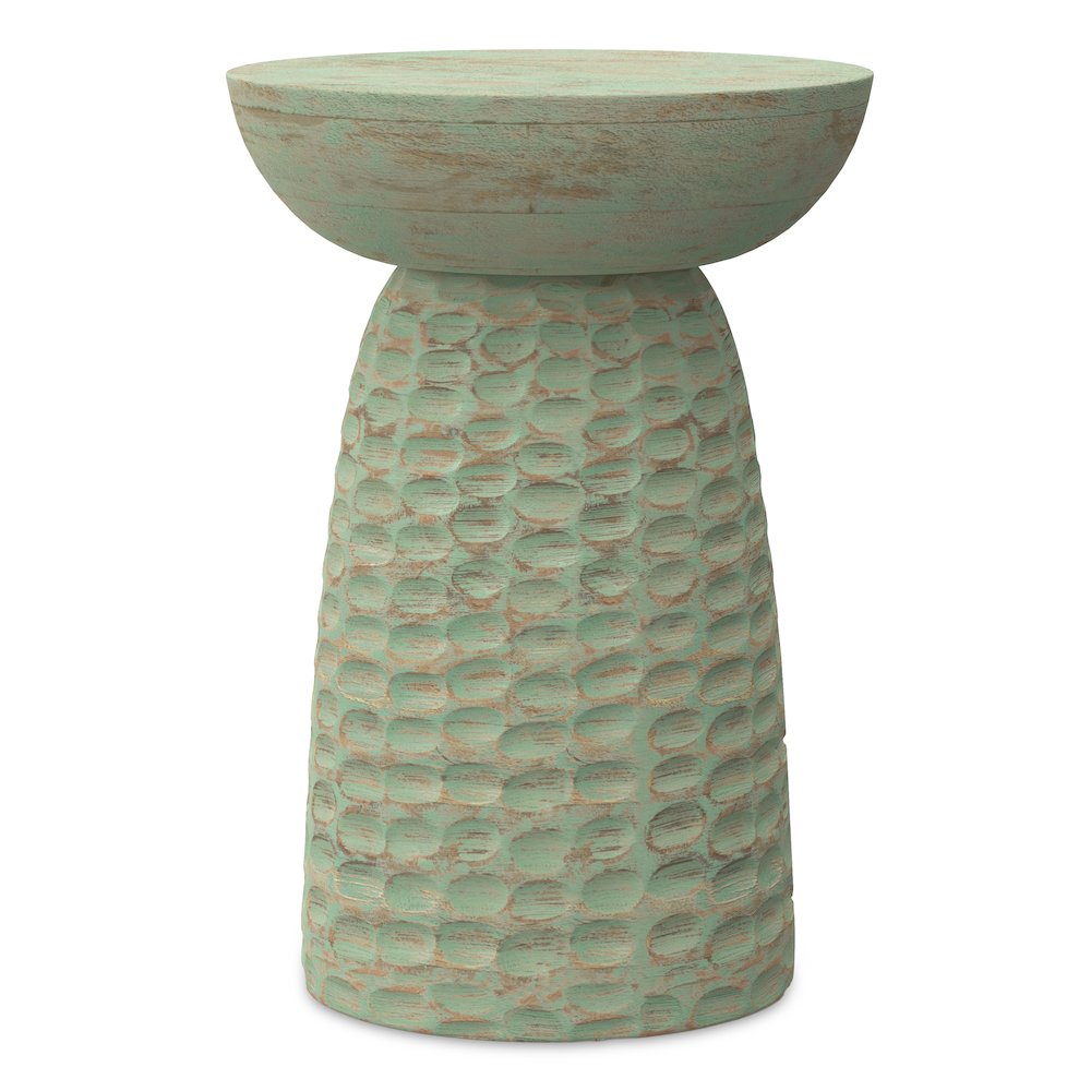 Boyd 13 inch Wide Solid Wood Contemporary Accent Table in Green Wash, Assembled. Picture 2