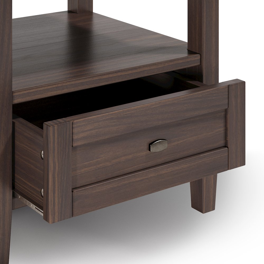 20 inch Solid Wood Transitional End Table in Warm Walnut Brown (Set of 2). Picture 3