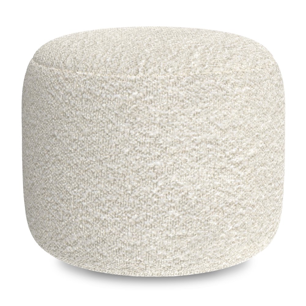 Chantal 18 inch Wide Contemporary Pouf in White Boucle Fabric. Picture 2
