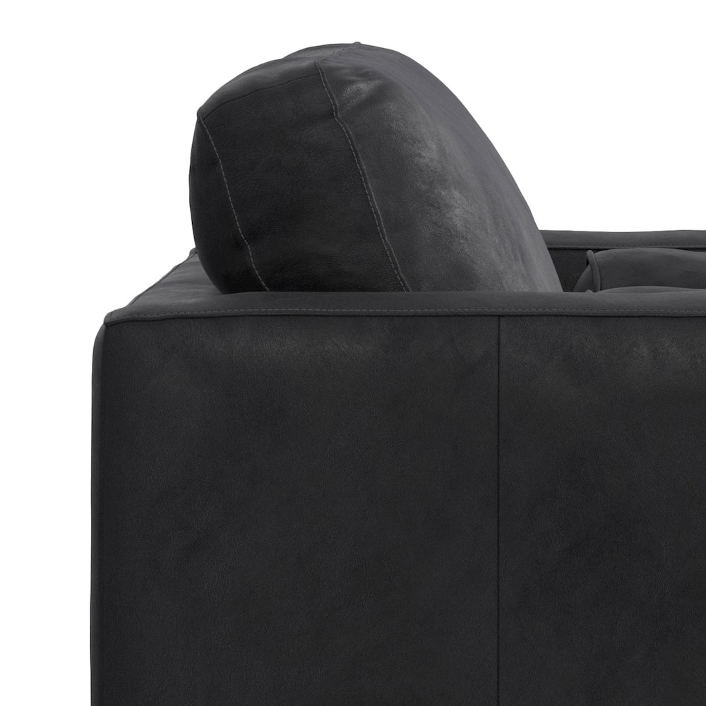Mid-Century Modern Accent Chair In Lead Black Top Grain Genuine Leather. Picture 5