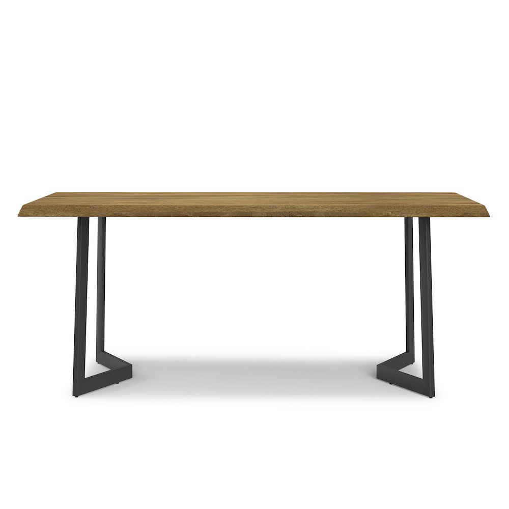 Watkins Solid Mango Wood Dining Table With Inverted Metal Base In Light Brown. Picture 3