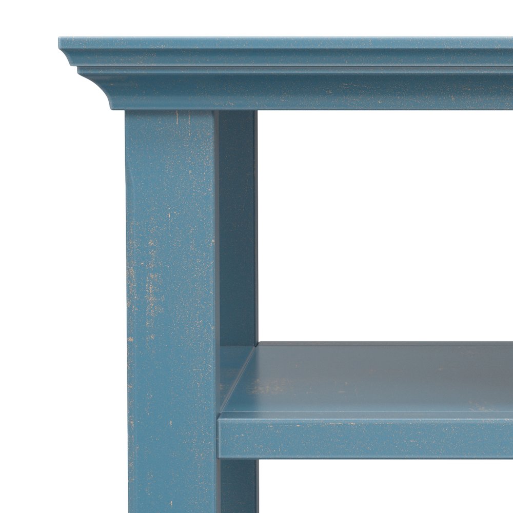 14 Wide Solid Wood Transitional Narrow Side Table in Distressed Coastal Blue. Picture 6