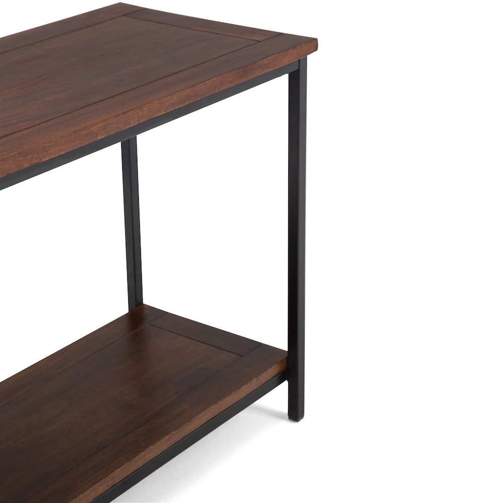 Skyler Solid Mango Wood Console Sofa Table In Dark Cognac Brown. Picture 2