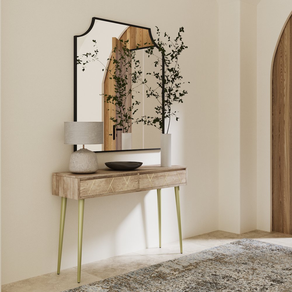 Jager Solid Mango Wood Console Table In Natural. Picture 5