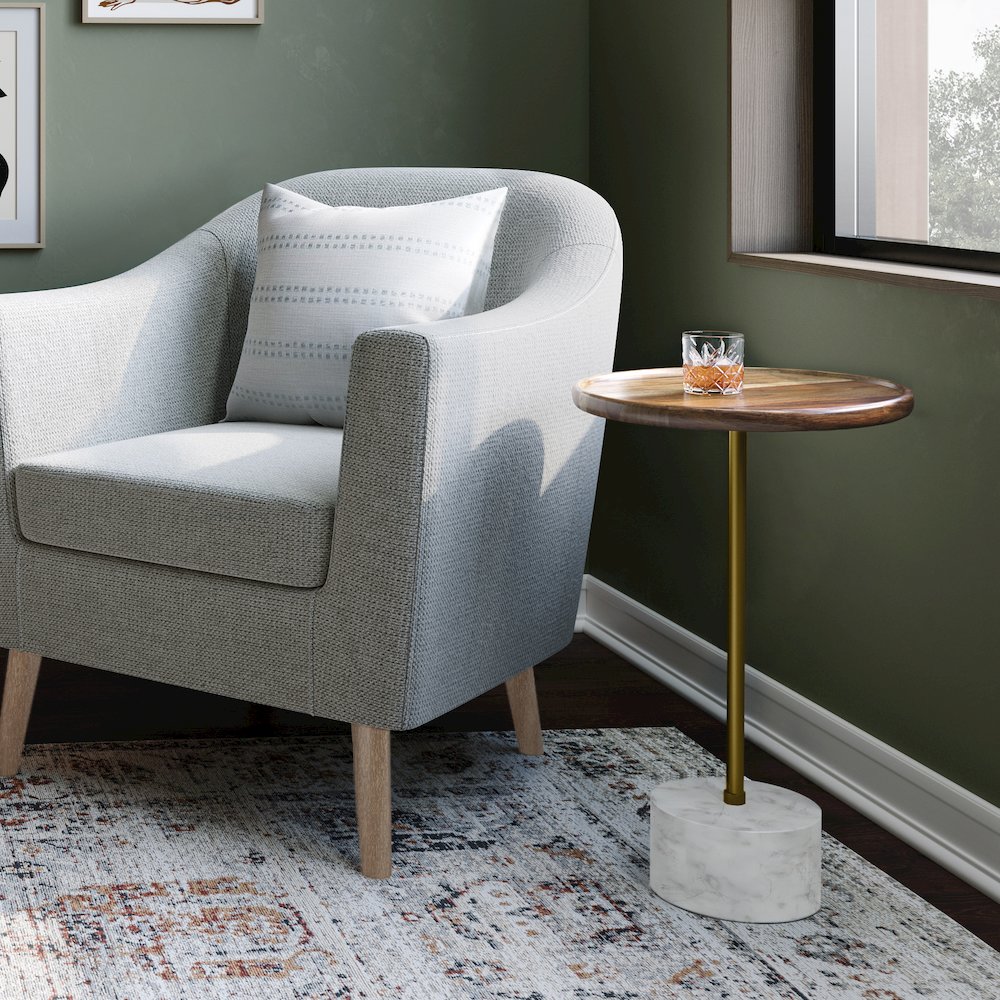 Becker Solid Acacia Wood Side Table In Natural. Picture 5