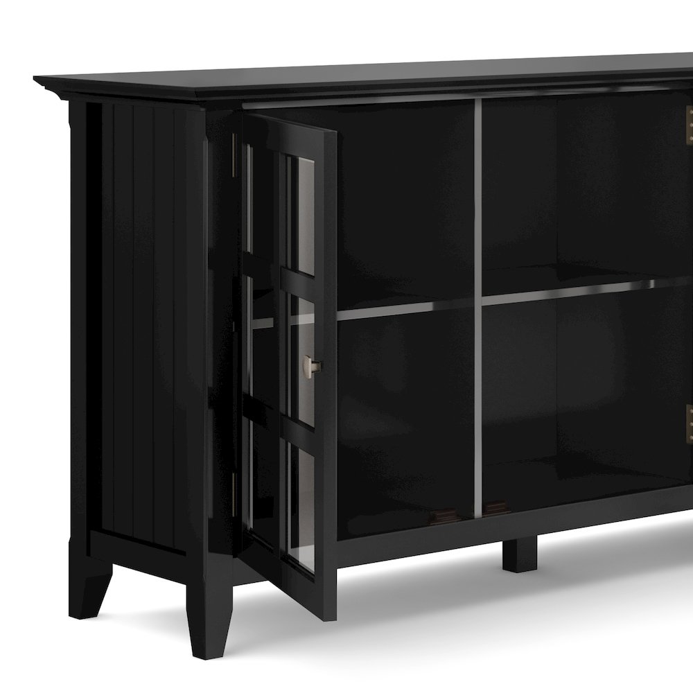 Acadian Solid Wood Wide Storage Cabinet In Black. Picture 3