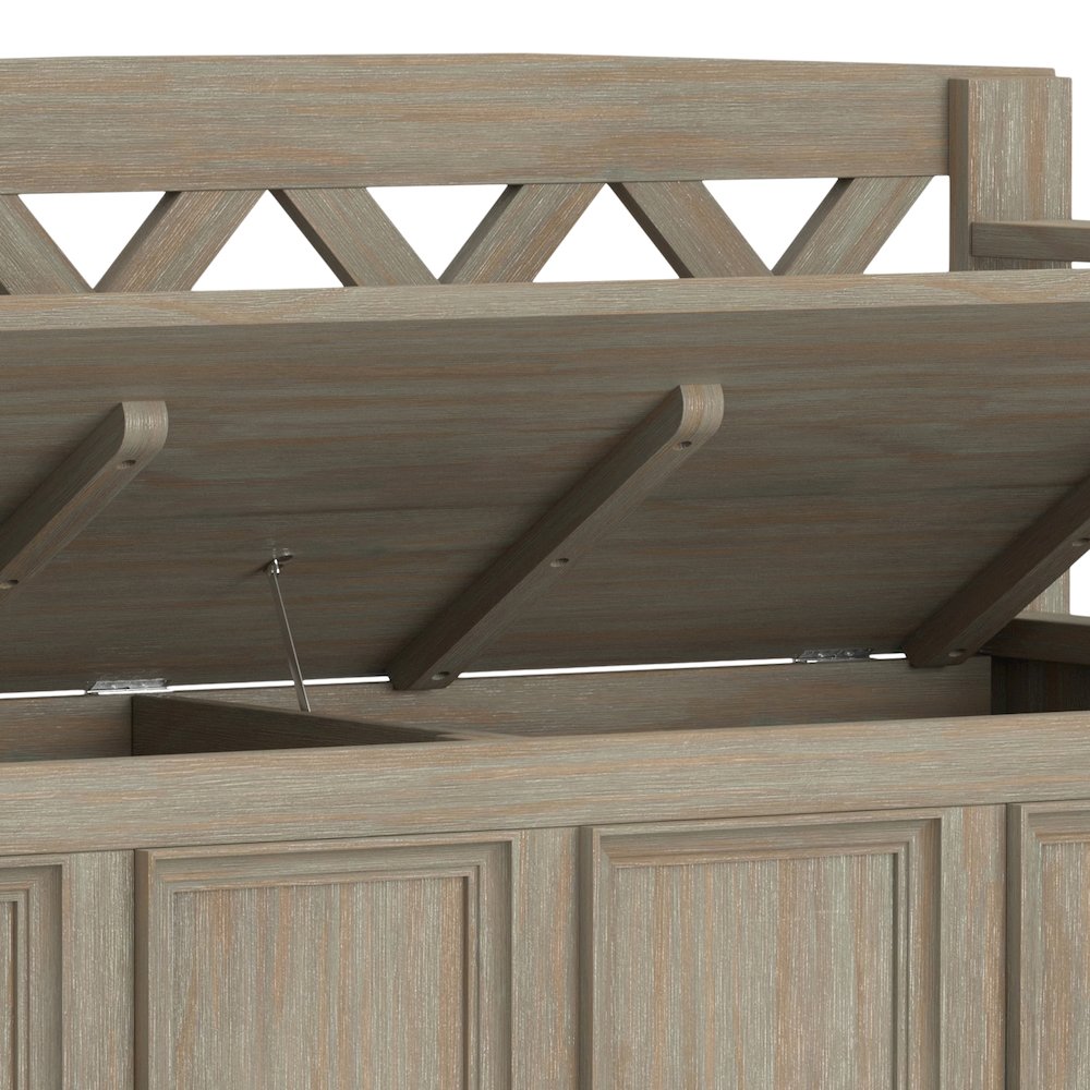 Amherst Solid Wood Entryway Storage Bench In Distressed Grey. Picture 4