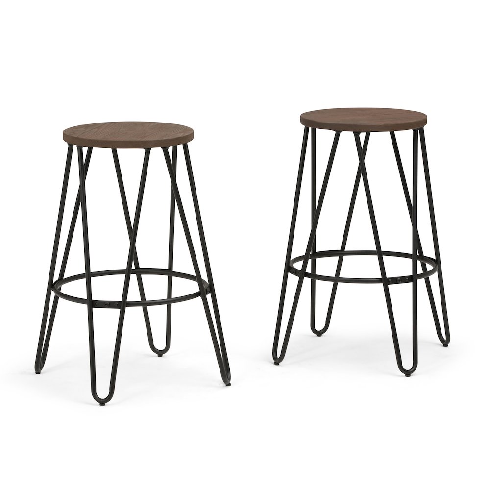 26 Inch Metal Counter Height Stool With Wood Seat (Set Of 2). Picture 1