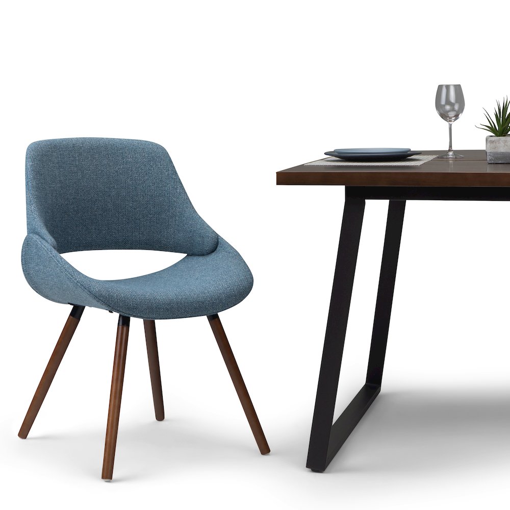 Malden Bentwood Dining Chair In Denim Blue Woven Fabric. Picture 5