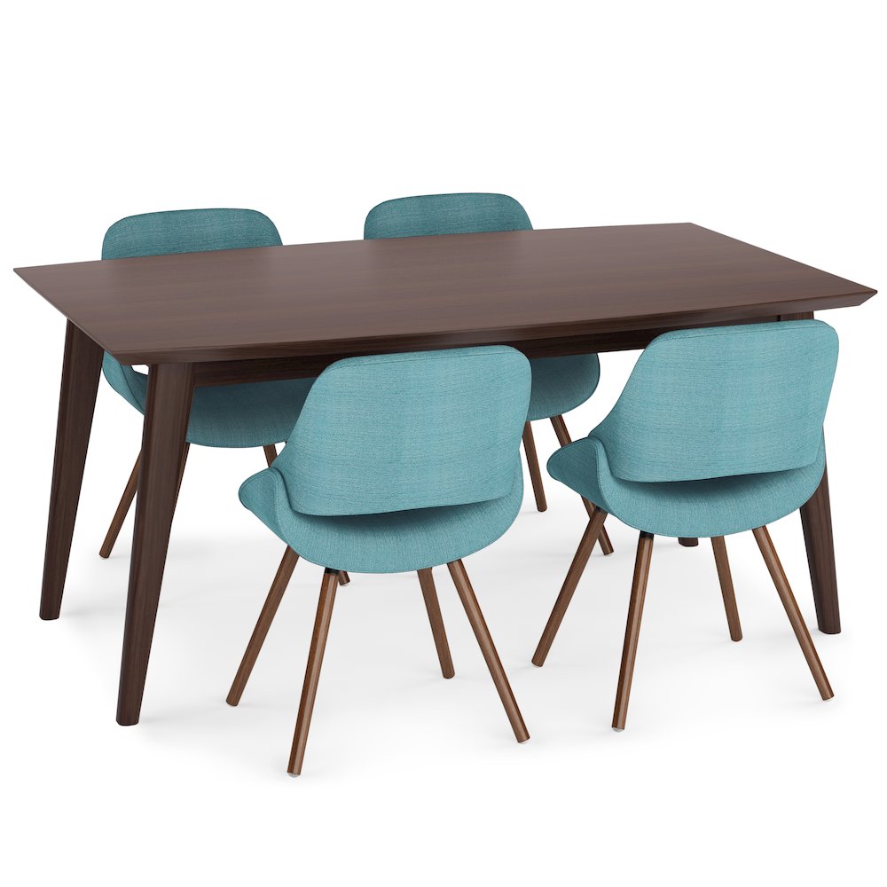Malden / Draper Solid Hardwood 5 Piece Dining Set In Turquoise Blue. Picture 4
