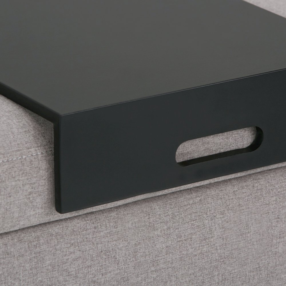 Oregon Storage Ottoman Bench With Tray In Cloud Grey Linen Look Fabric. Picture 2