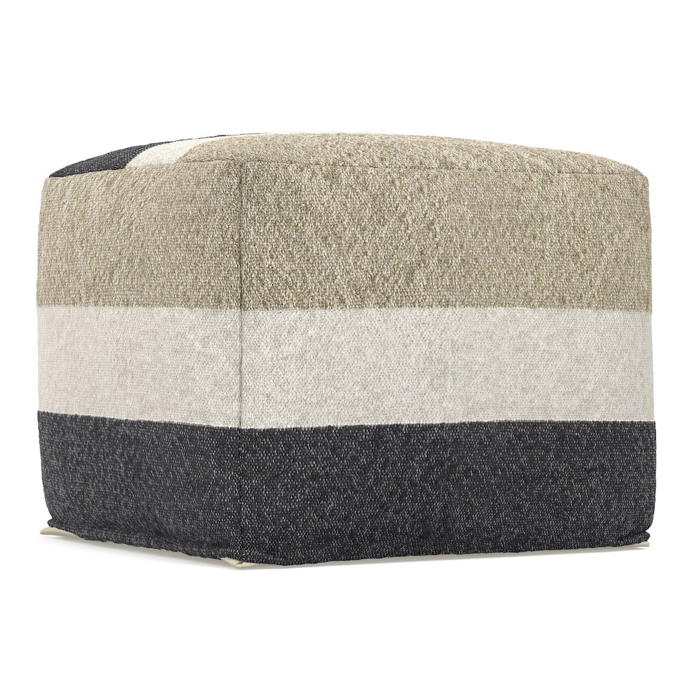 Claudette 18 inch Wide Boho Pouf in Multicolor Acrylic Fabric, Assembled. Picture 2