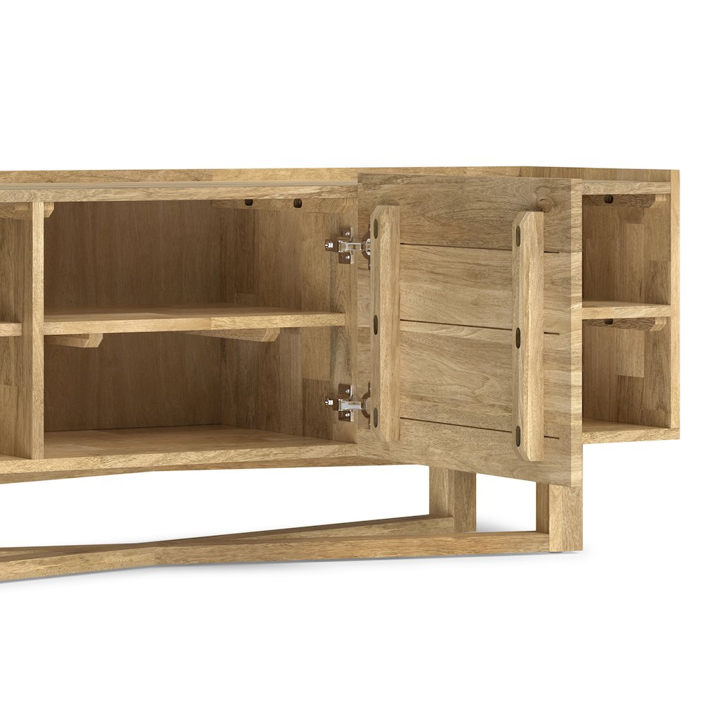 Harrow Solid Mango Wood Tv Media Stand In Natural For Tvs Up To 65 Inches. Picture 4