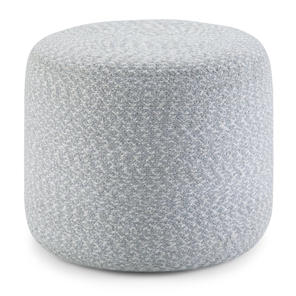 Bayley Round Braided Pouf In Blue, Natural Cotton. Picture 1