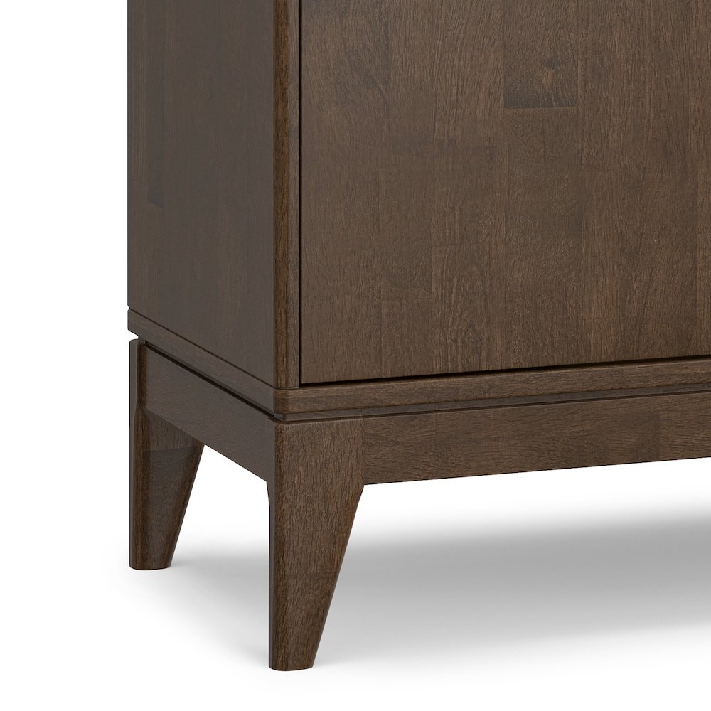 Solid Wood 42 inch Wide Mid Century Modern 3 Drawer Sideboard in Walnut Brown. Picture 4