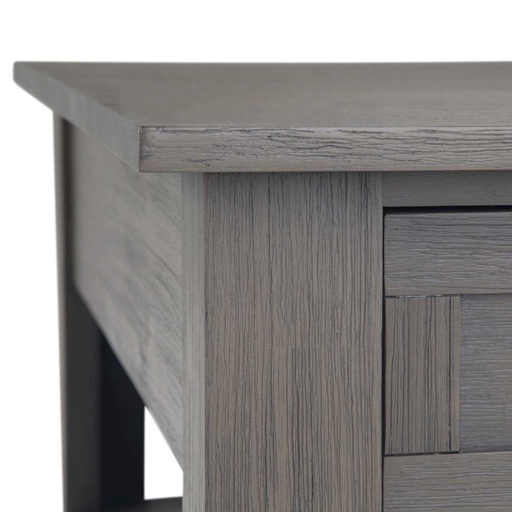Monroe Solid Acacia Wood Square Coffee Table In Farmhouse Grey. Picture 4