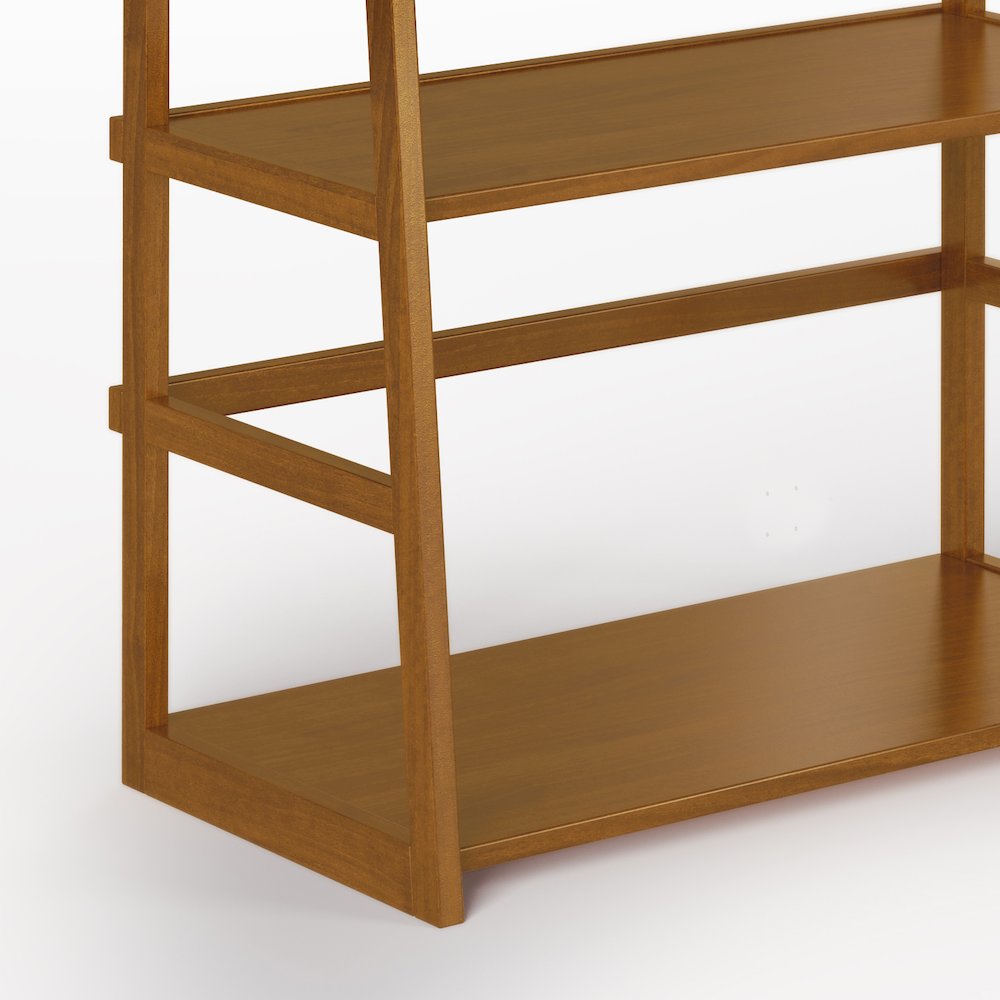 Acadian Solid Wood Ladder Shelf Bookcase In Light Golden Brown. Picture 4
