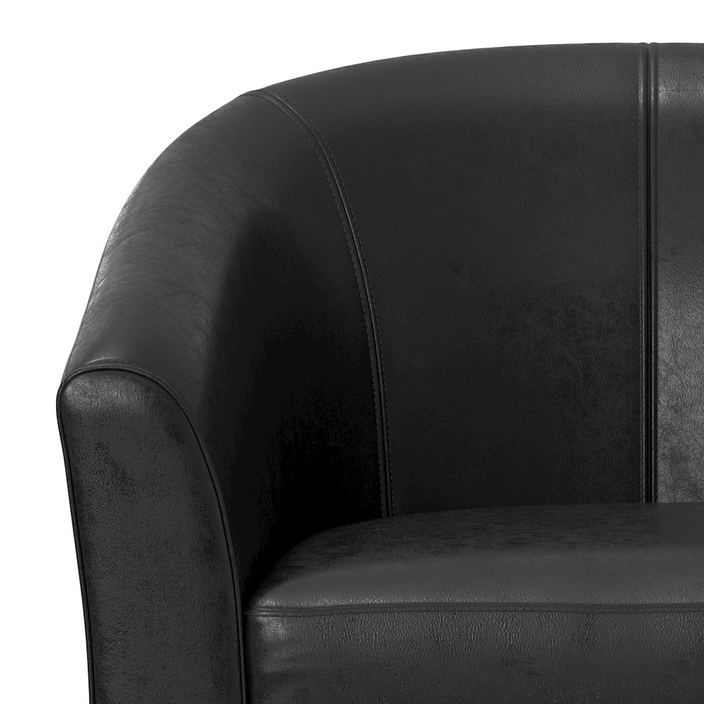 Austin Tub Chair In Distressed Black Vegan Faux Leather. Picture 4