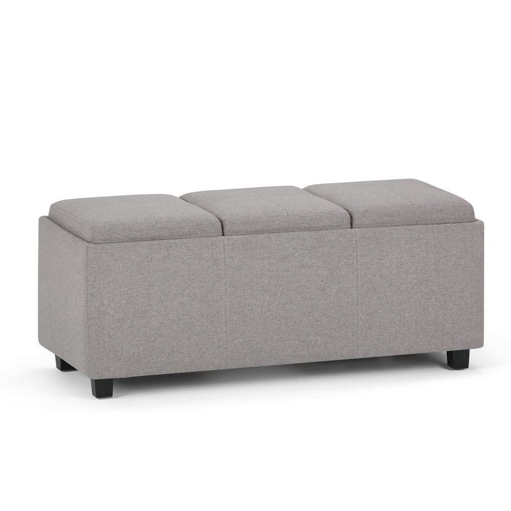 Avalon Storage Ottoman In Cloud Grey Linen Look Fabric. Picture 1