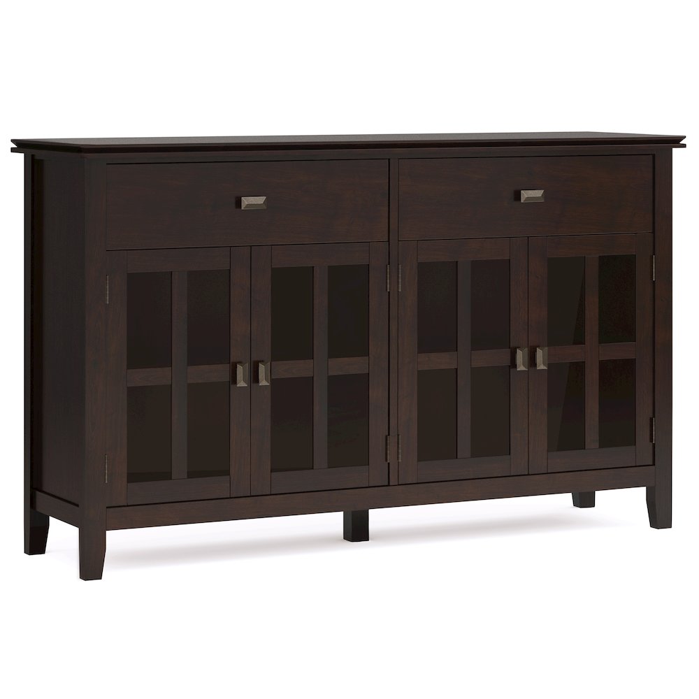 Artisan Solid Wood Large 4 Door Sideboard Buffet In Dark Chestnut Brown. Picture 1