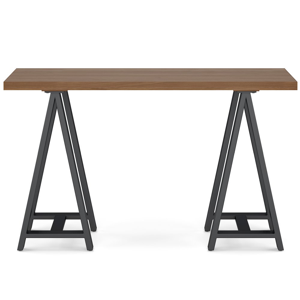 Sawhorse Solid Wood Solid Walnut Veneer and Metal Console Sofa Table in Walnut. Picture 2