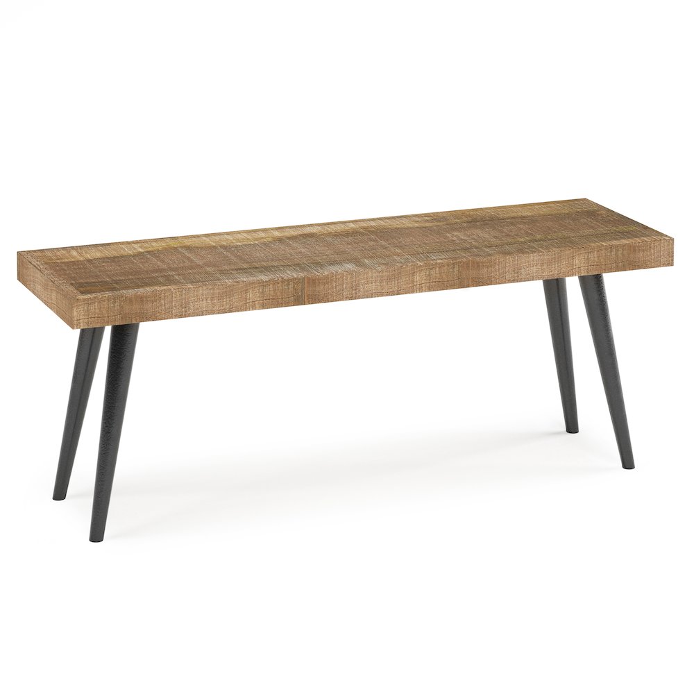 Durham Solid Mango Wood Bench In Distressed Natural. Picture 1