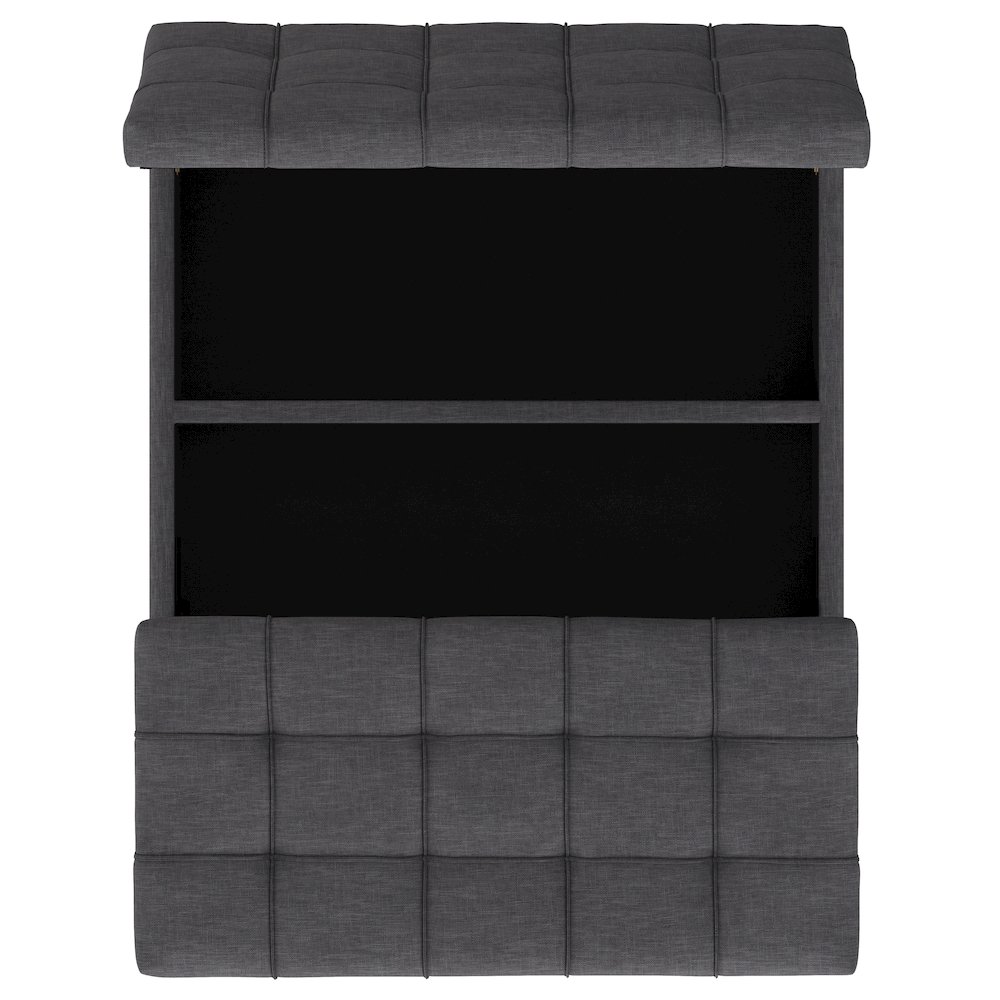 Mariah Lift Top Table Storage Ottoman in Slate Grey  Polyester Linen. Picture 8