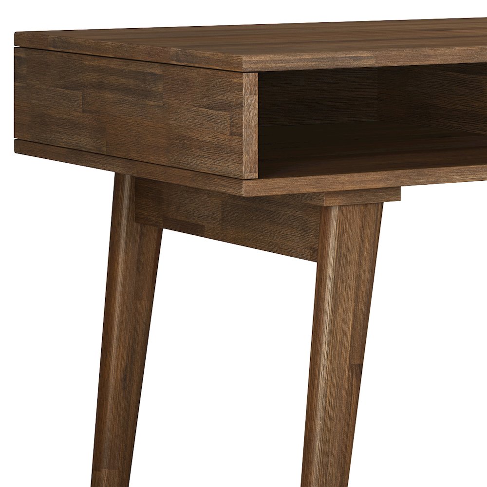 Clarkson Solid Acacia Wood Desk With Side Drawers In Rustic Natural Aged Brown. Picture 2