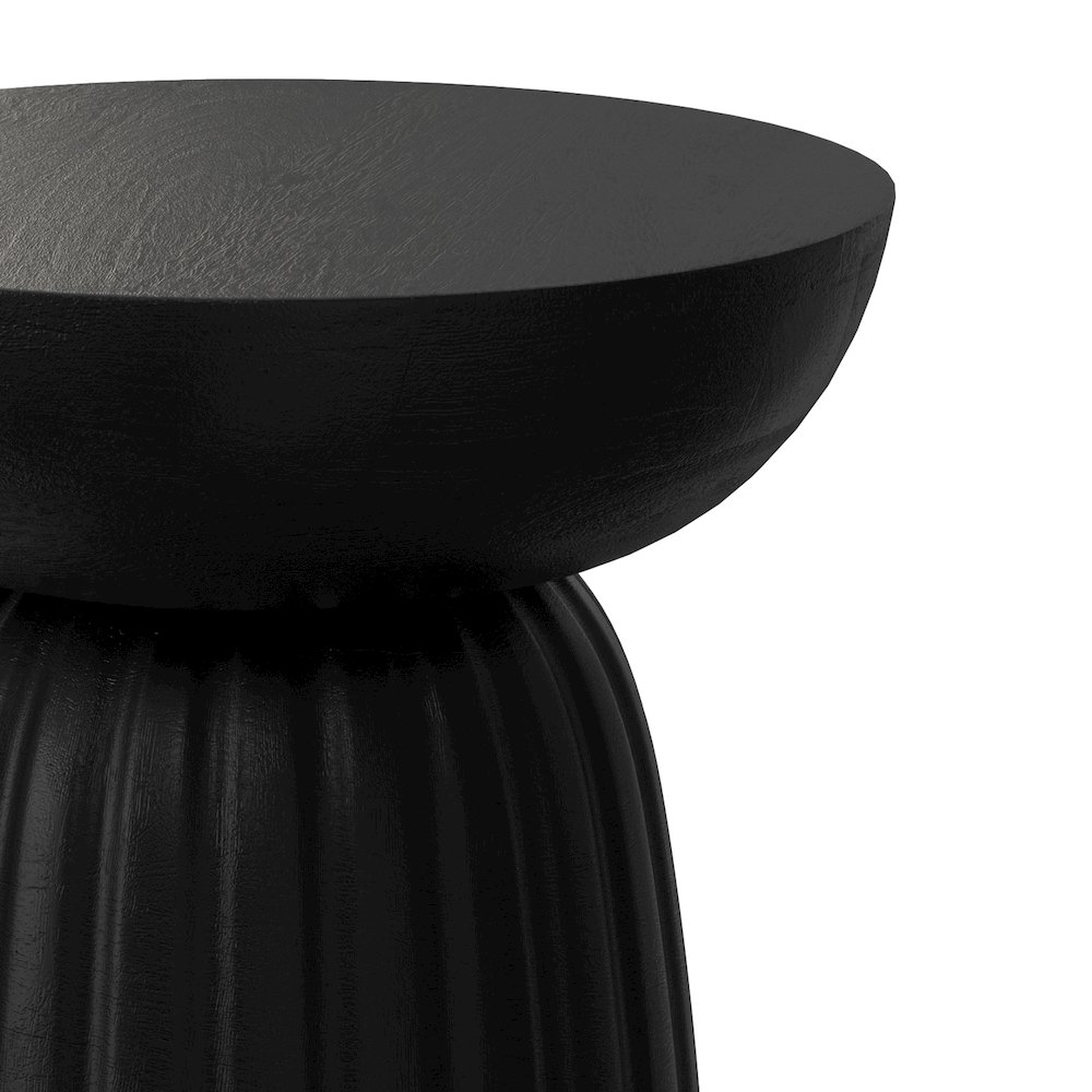 Boyd 13 inch Wide Solid Mango Contemporary Stripe Accent Table in Black. Picture 7