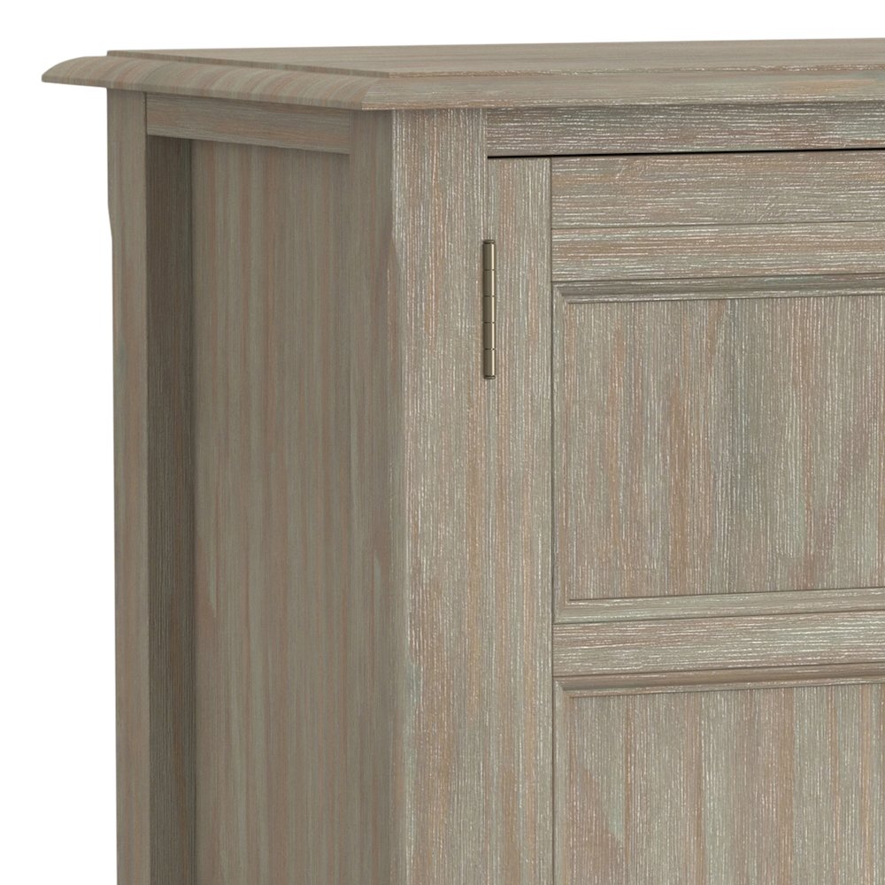 Burlington Solid Wood Low Storage Cabinet In Distressed Grey. Picture 2