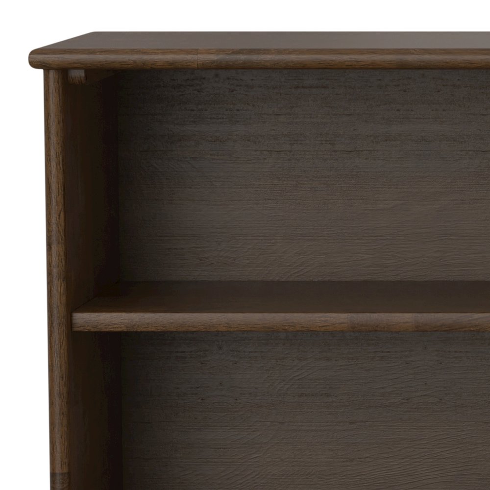 SOLID HARDWOOD 30 inch x 64 inch Mid Century Modern Low Bookcase in Walnut Brown. Picture 5