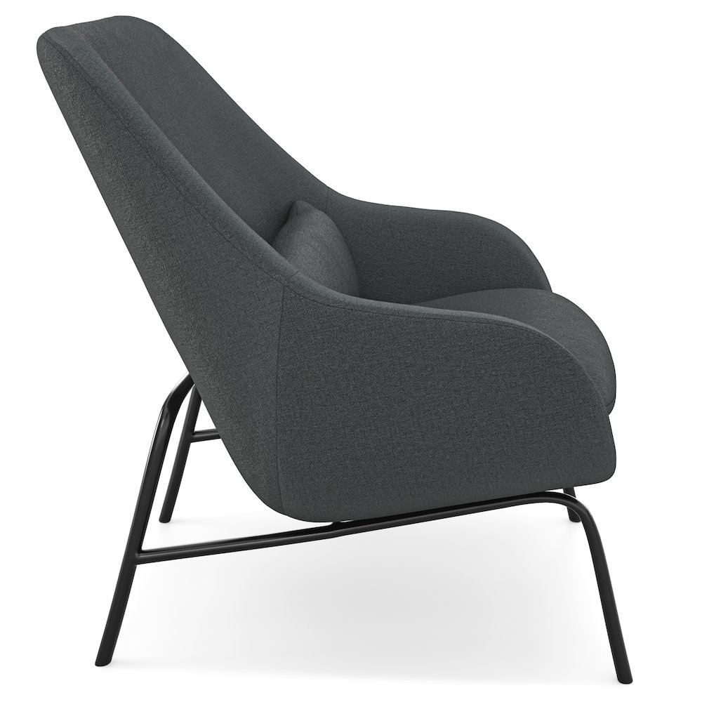 Elmont Accent Chair In Steel Grey Linen Fabric. Picture 3