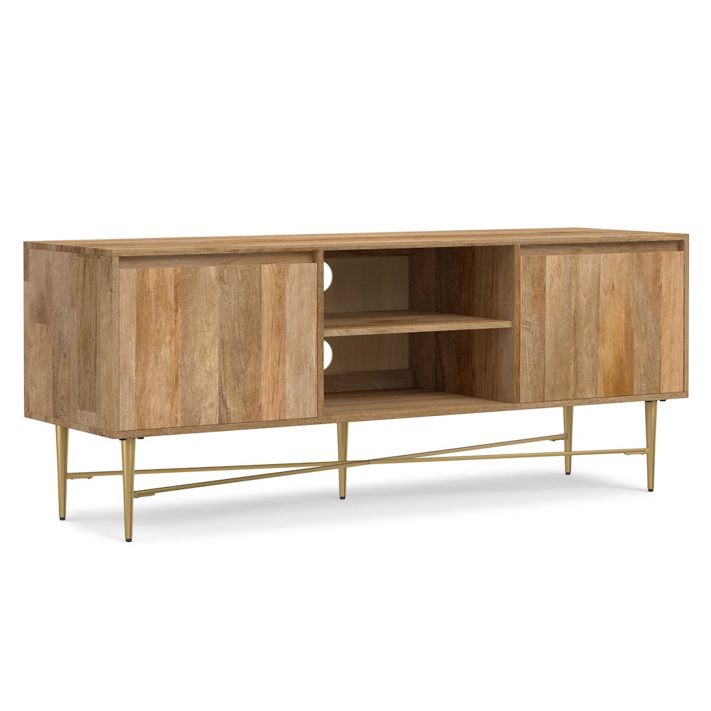Fallon SOLID MANGO WOOD TV Media Stand in Natural For TVs up to 65 inches. Picture 1